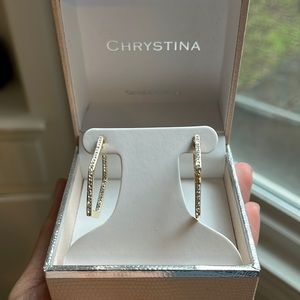 Crystal hexagon hoop earrings
